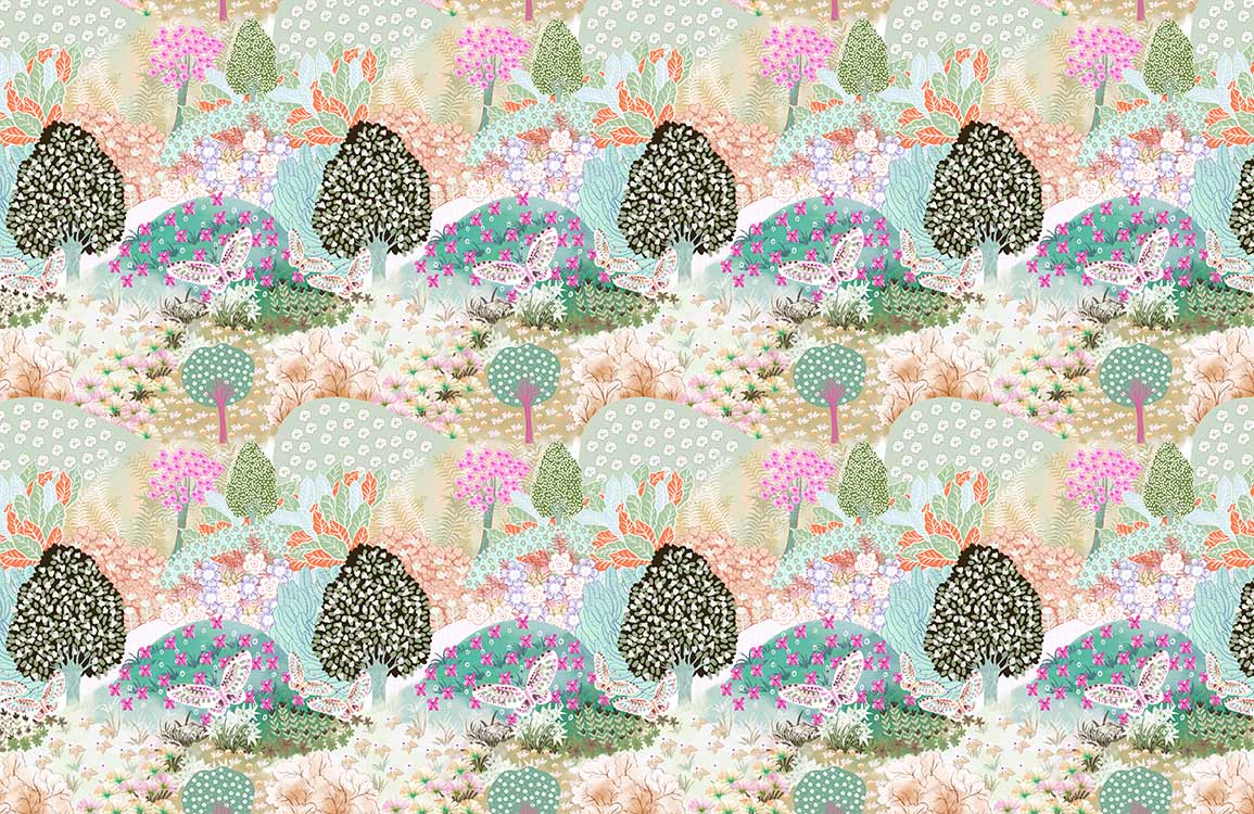 Carta da parati per nursery con animali del bosco stravaganti per pareti