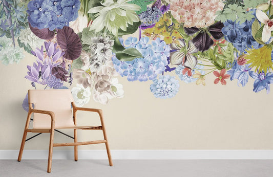 fresh flowers blossoming wall mural for room