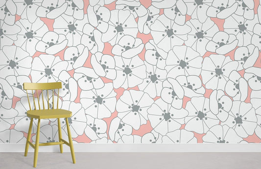Plain Flower Petal Vinatge Wallpaper Room