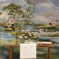 wallpaper mural with a vintage flower on a swamp for the interior of a lounge.