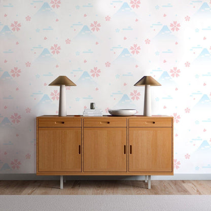 Ombre Blue and Pink flower Pattern Customized Mural