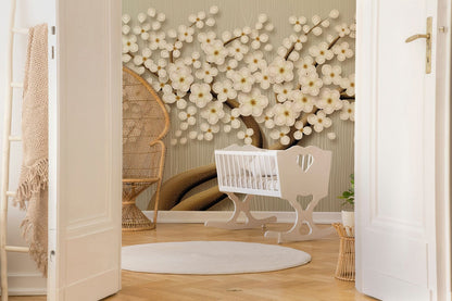 Elegant Cherry Blossom 3D Mural Wallpaper in nursery