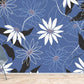 Wallpaper Mural in Blue with Abstract Flowers, Suitable for Home Decoration