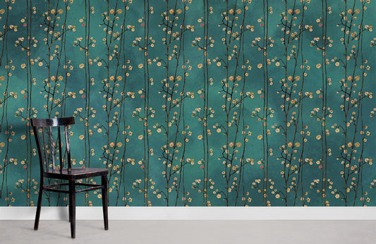 Emerald Green Botanical Mural Wallpaper