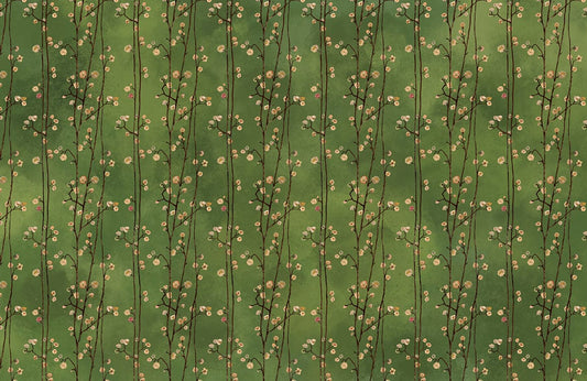 Botanical Dark Green Floral Mural Wallpaper