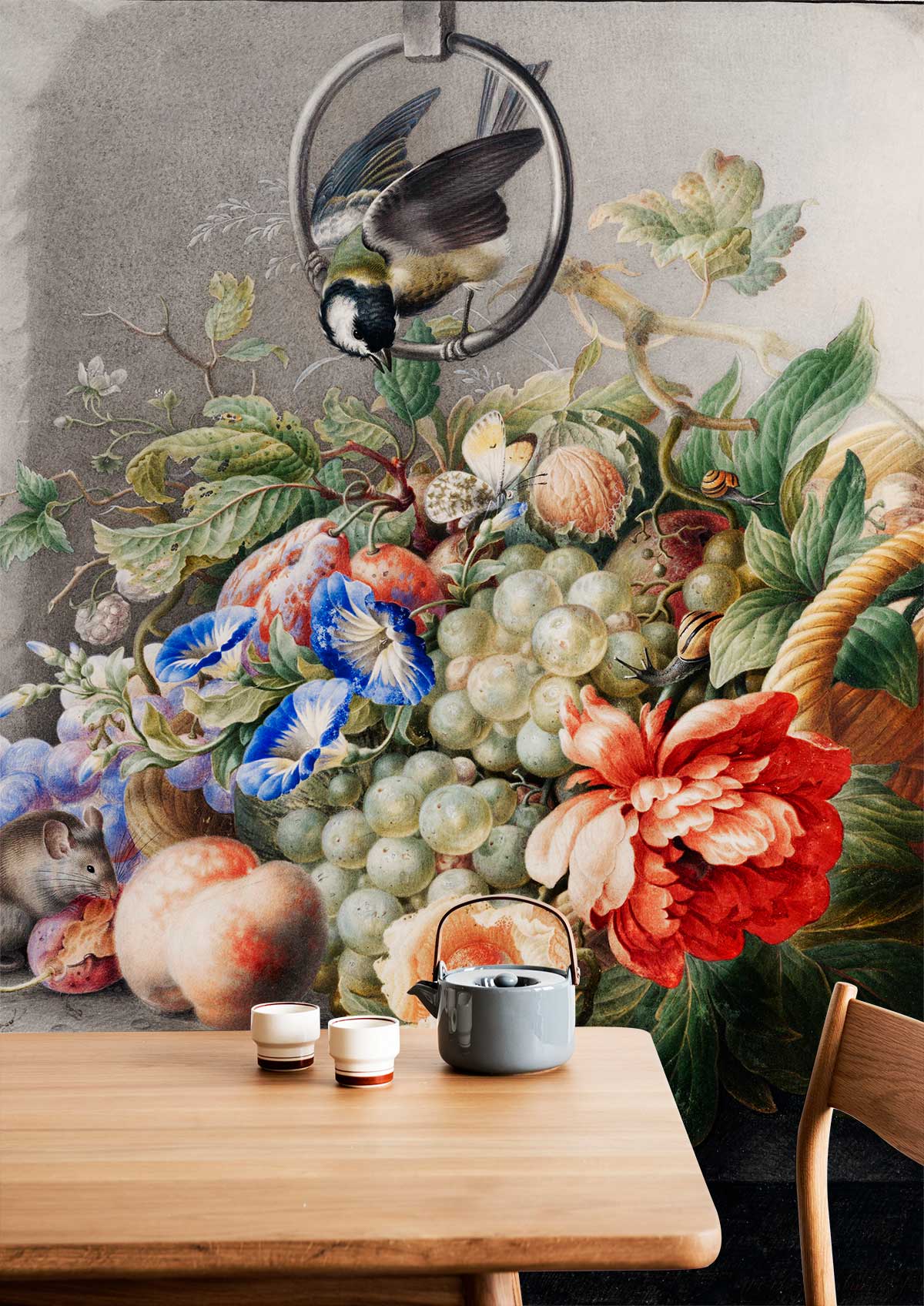 Flowers & Fruites Wallpaper Decoration Idea