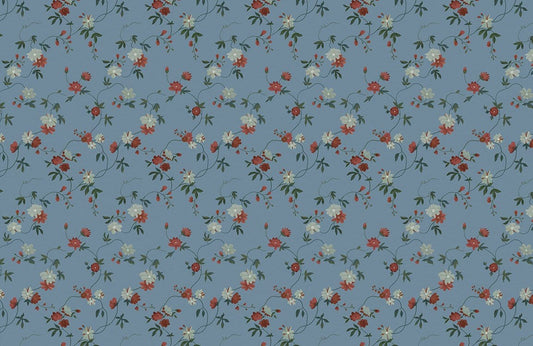 Vintage Blue Floral Mural Wallpaper