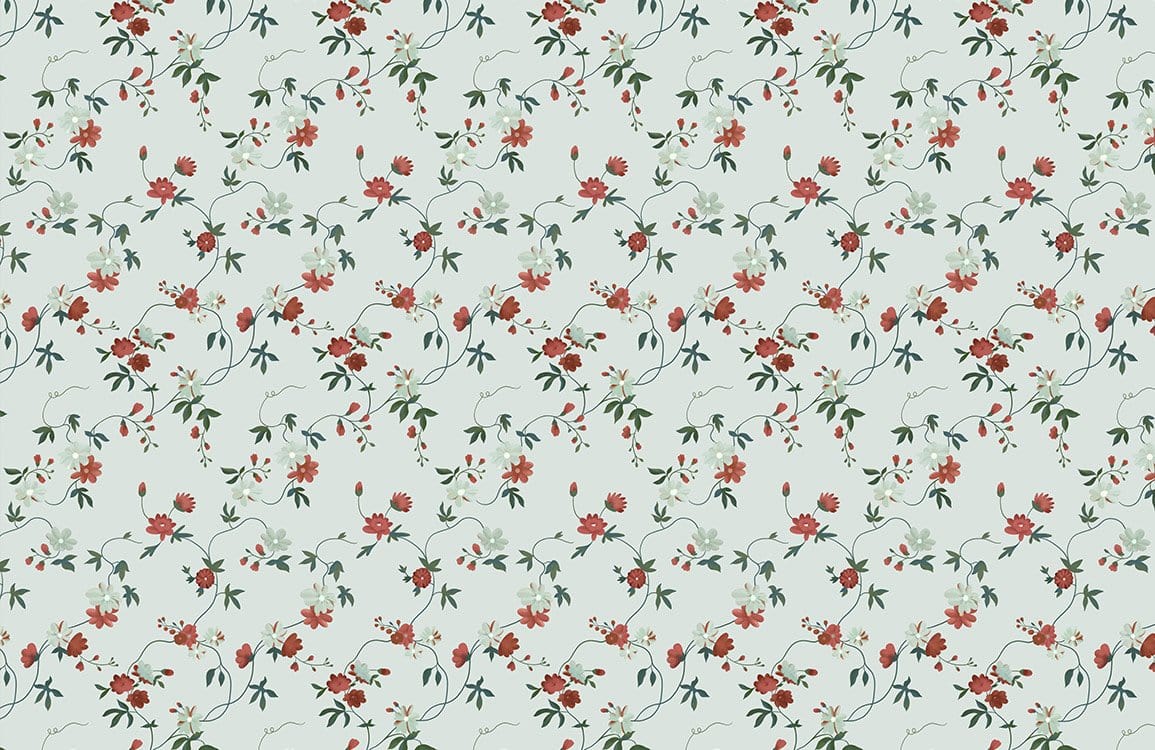 Classic Dainty Floral Trellis Wallpaper Mural Design