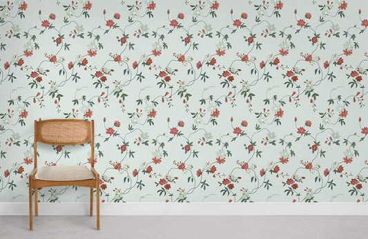 Classic Dainty Floral Trellis Wallpaper Mural Design