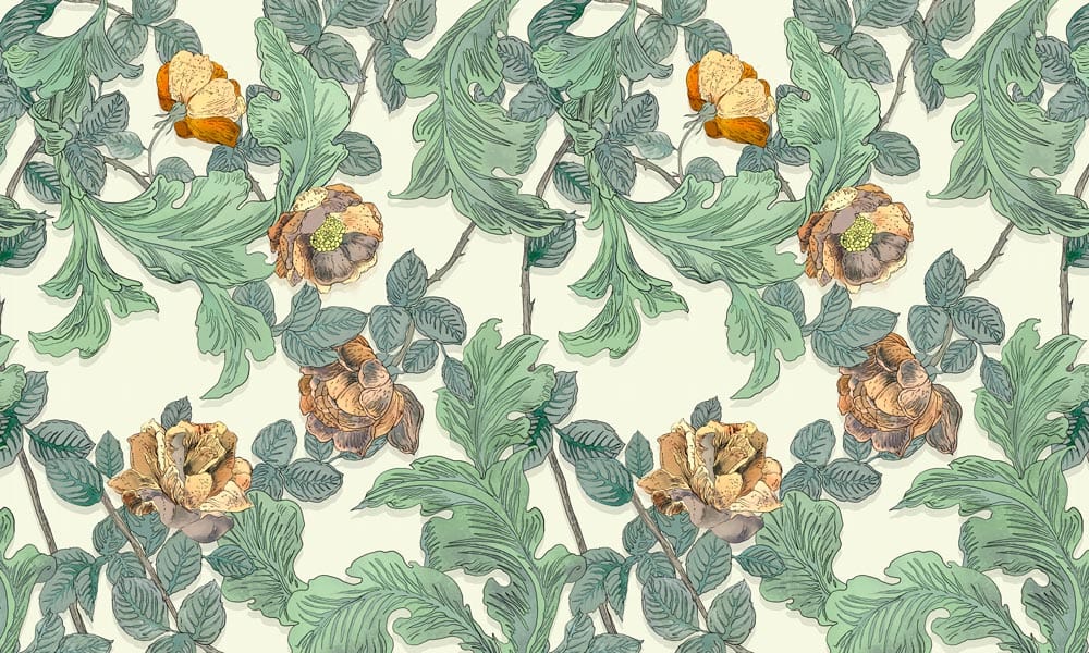 custom flowers & leaves wallpaper mural room