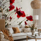 Unqiue Red Flowers Wallpaper Mural Living Room