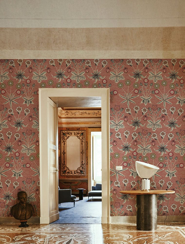 Wallpaper mural featuring flowers with roots for use as a decoration in the hallway