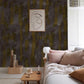 Mural with Flowing Golden inks for Living Room Wallpaper