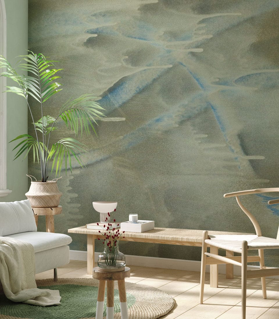 fluid sand wall mural lounge decor idea