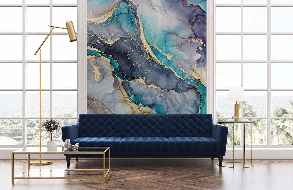fluid watercolor marble wallpaper mural living room decor