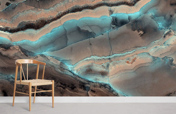 Abstract Blue Agate Stone Mural Wallpaper