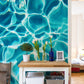 Wallpaper Mural with Fluorescent Water Ripples for Use as Hallway Decoration