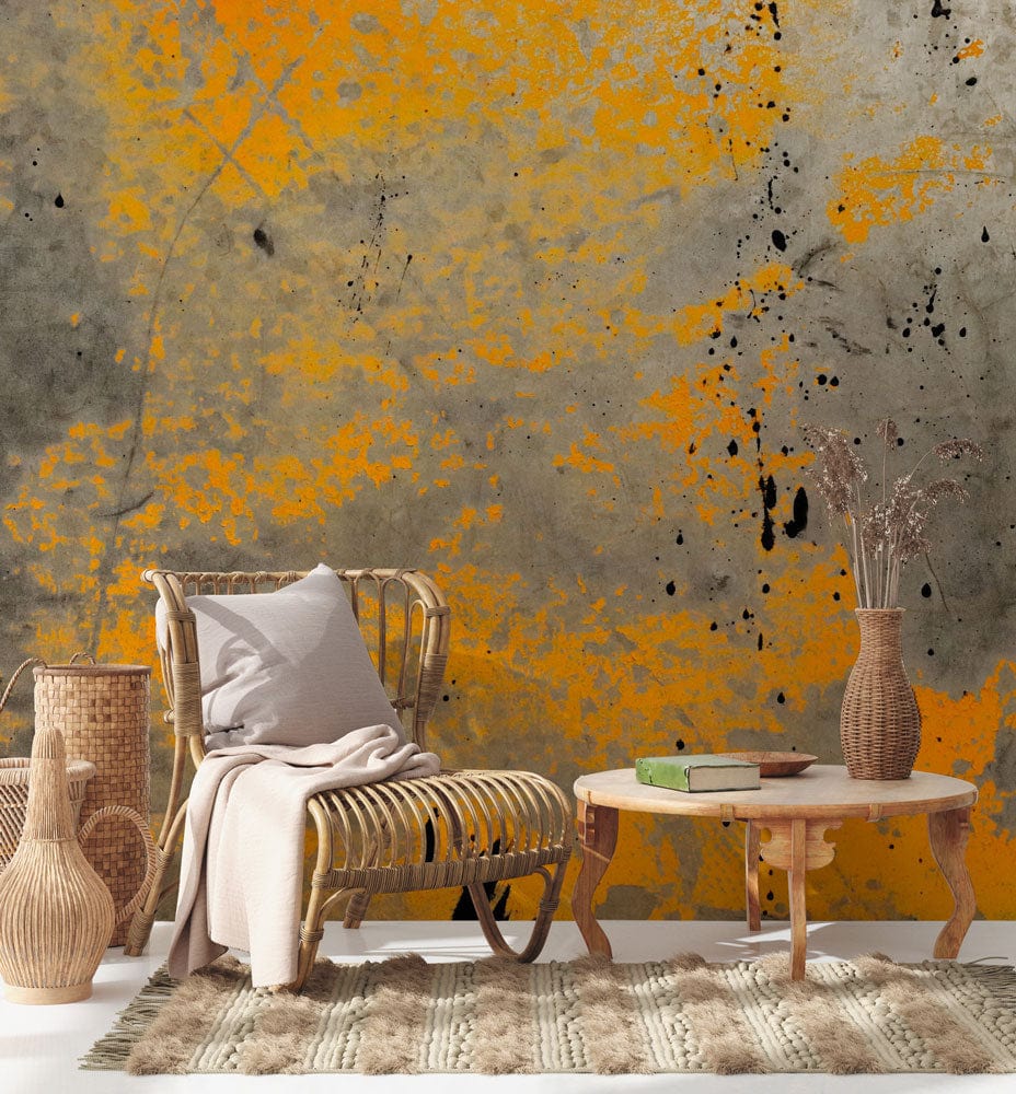 Wall Mural Wallpaper in a Flushed Orange Color Scheme for the Hallway Decoration