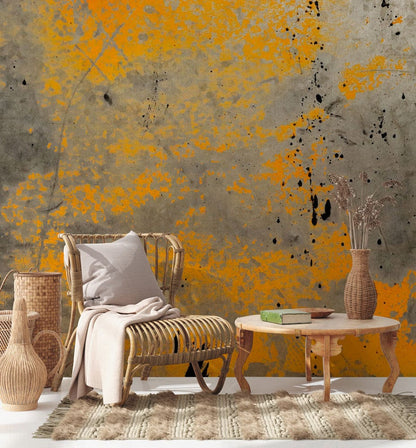Wall Mural Wallpaper in a Flushed Orange Color Scheme for the Hallway Decoration