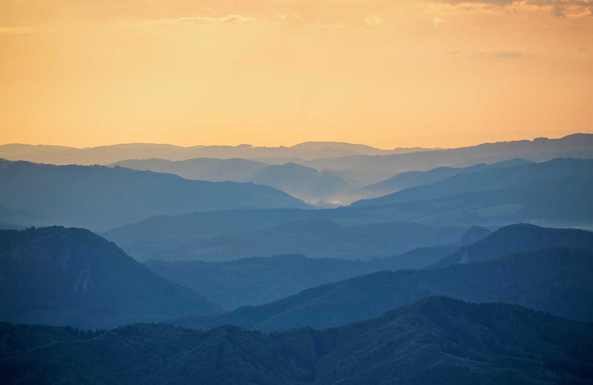 Serenity Sunset Mountain Landscape Mural Wallpaper