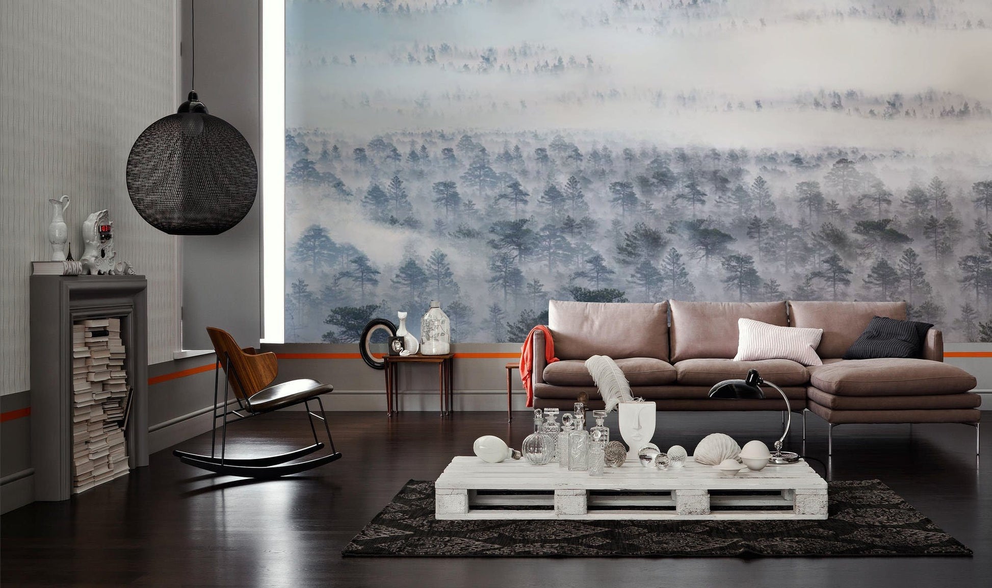 Foggy Forest Wallpaper Mural for the Decoration of the Living Room