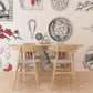 Wallpaper mural with a dish pattern effect in the kitchen