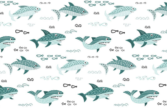 Foraging Sharks Ocean Mural Custom Art Design