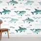 Foraging Sharks Green Murals Room Decoration Idea