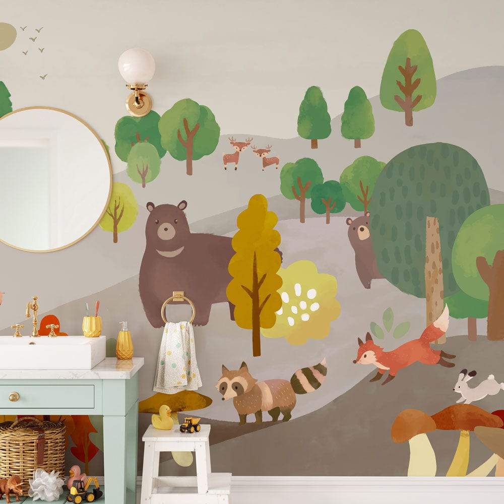 unique cute animal pattern wall mural art