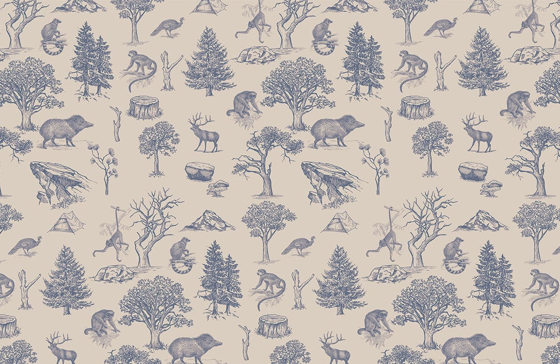 Rustic Woodland Animal Mural Wallpaper