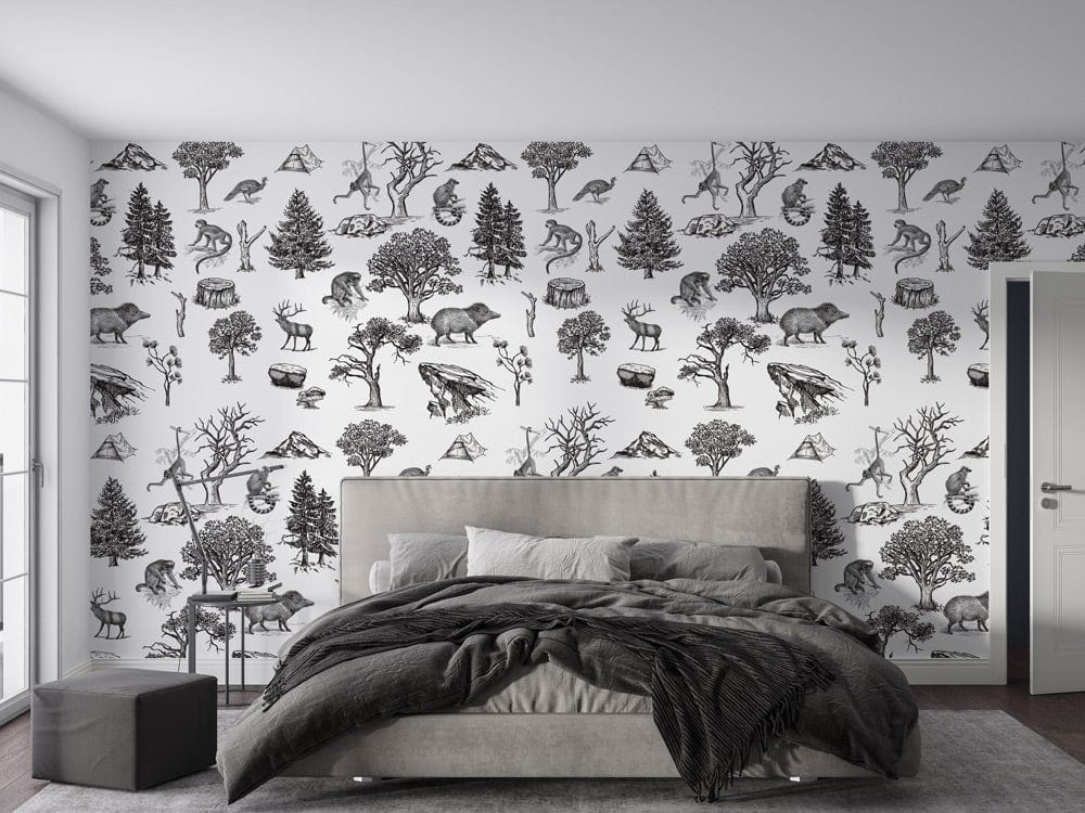 Forest Animals Wallpaper Design Bedroom