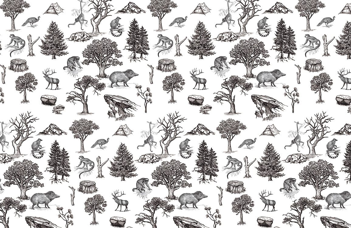Gray Forest Animals World Wall Murals