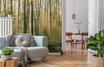 Misty Forest Dawn Mural Wallpaper