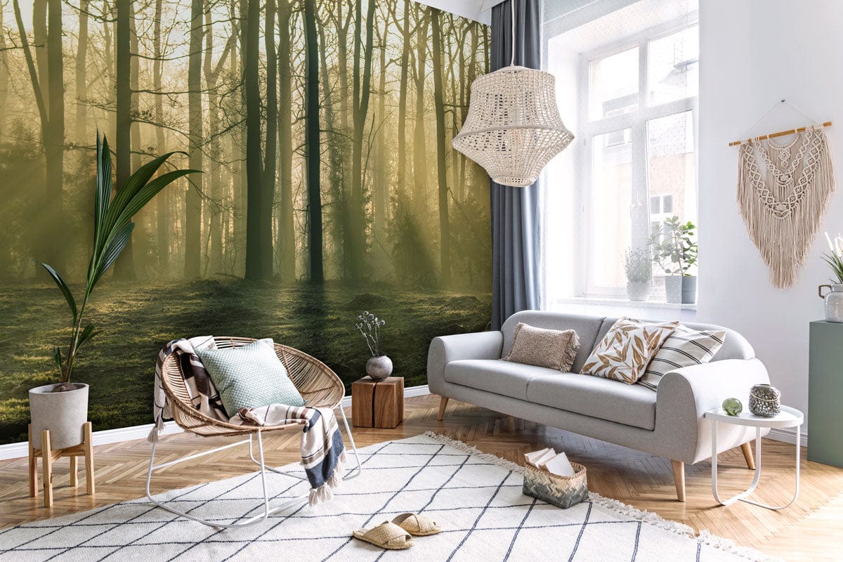 Forest dust living room wallpaper mural
