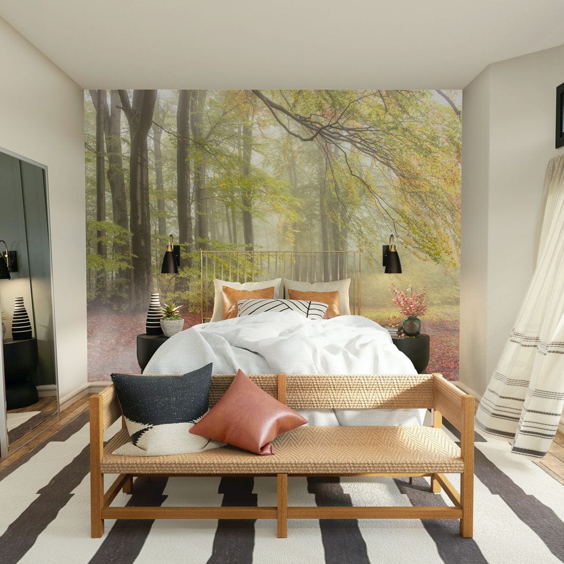 Fall forest bedroom mural wallpaper