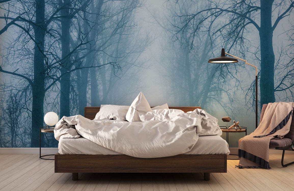 forest in fog wall mural home interior design