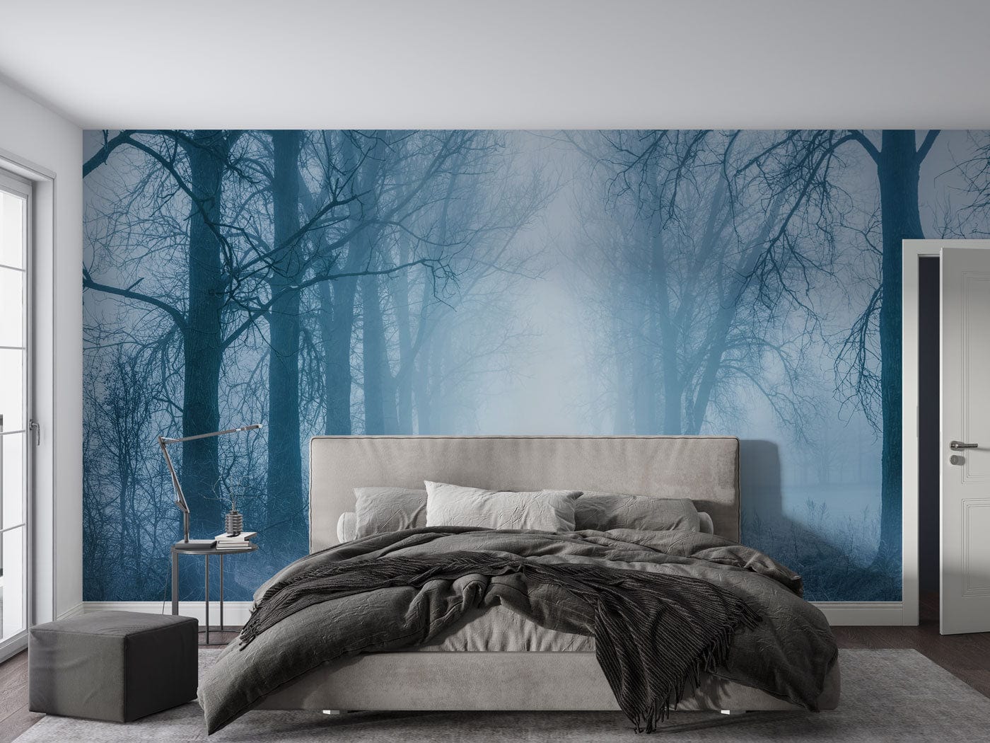 Forest fog mural wallpaper for decorating a bedroom
