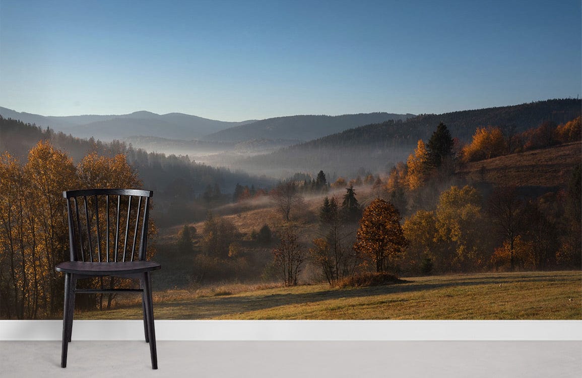 Wallpaper of woodland trees in the distance