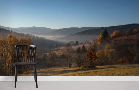 Wallpaper of woodland trees in the distance