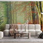 red leaves in forest wall mural living room decor