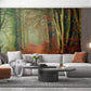 forest leaves wallpaper mural lounge decor design