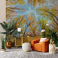 forest through sky wall mural living room design