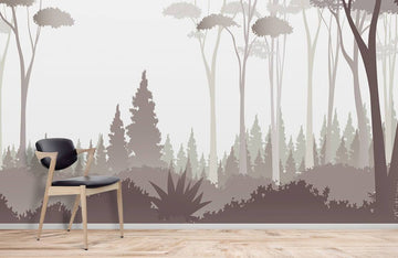 Misty Forest Silhouette Wallpaper