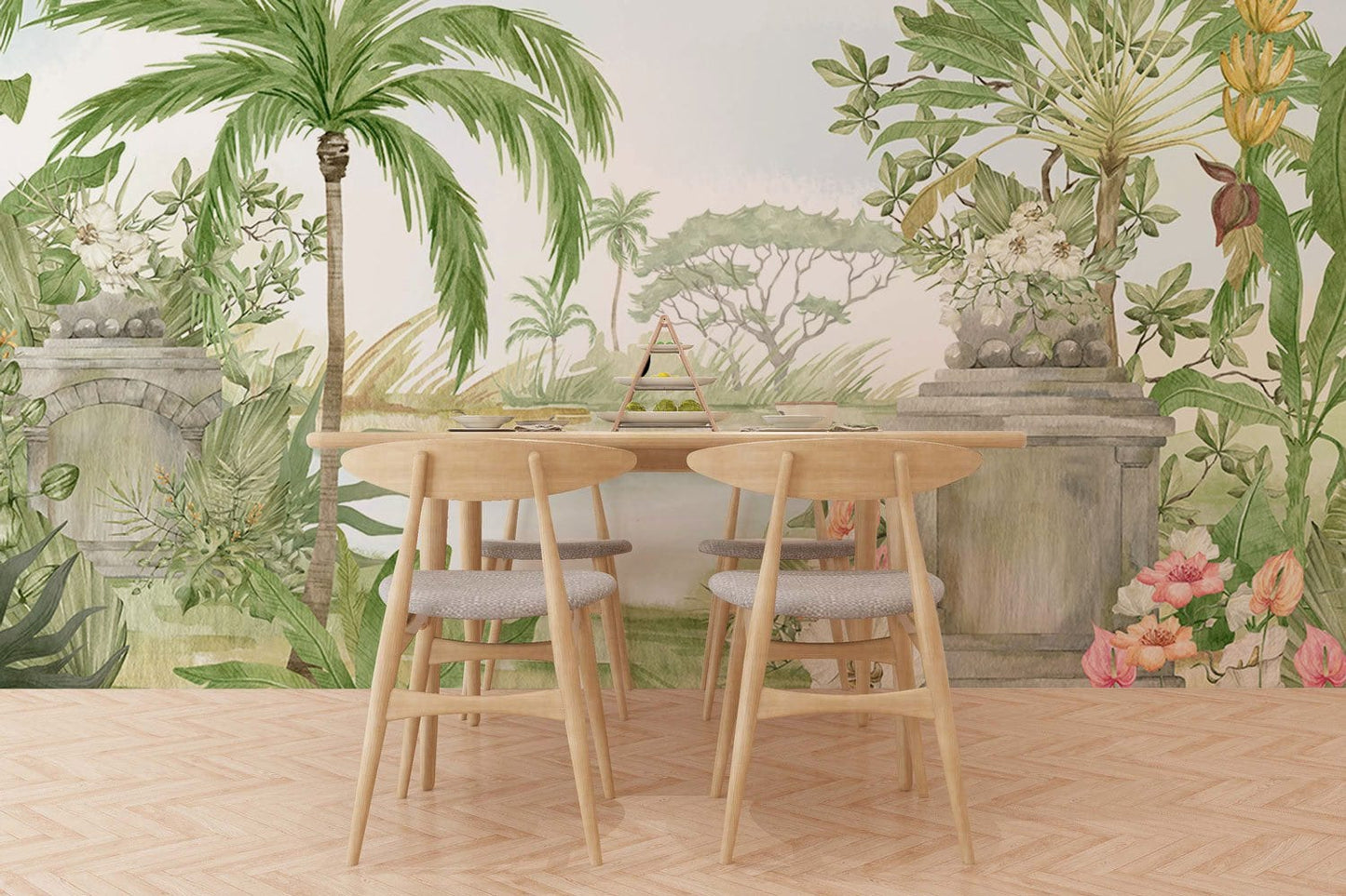 Wallpaper Mural with Forest in Watercolor for Restaurant