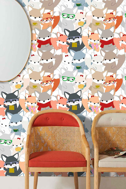 a cartoon fox wallpaper mural for a unique hallway