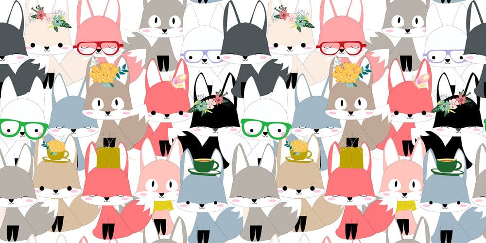 cartoon foxes wallpaper mural for nursery room