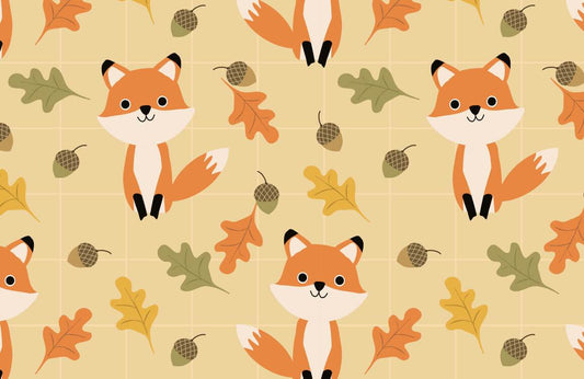 Wallpaper mural with foxes for use in decorating a child's room