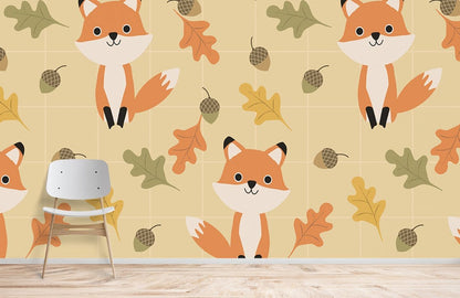 Foxes Wallpaper Mural for Use as a Decoration in a Child's Room