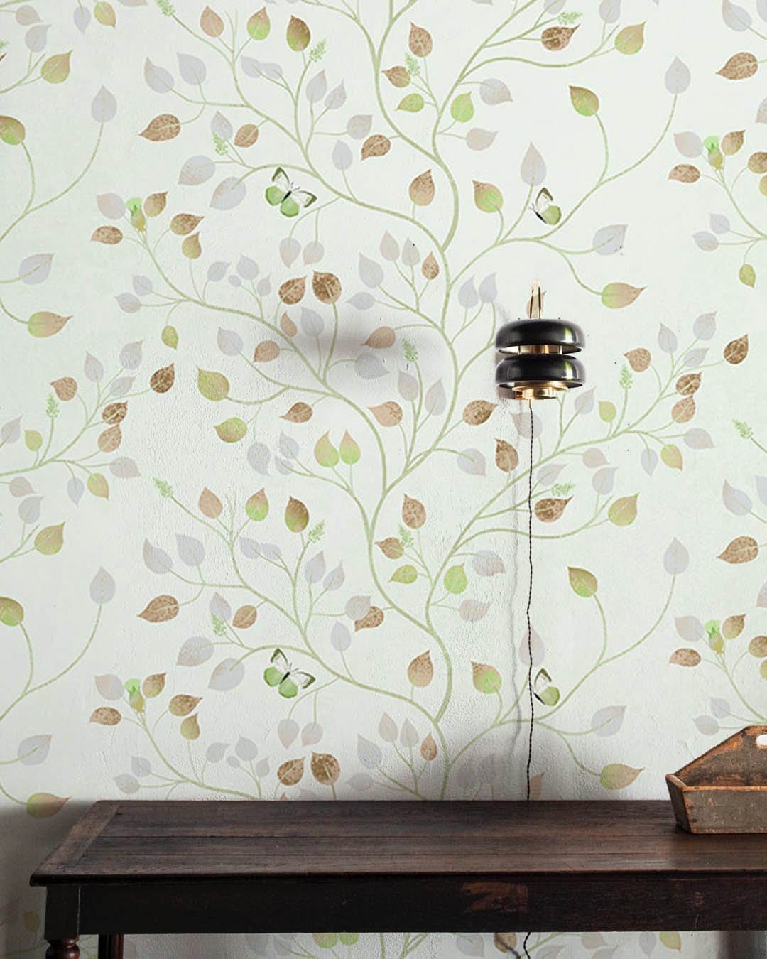 Wallpaper mural with fragrance leaves, perfect for use as living room decor.