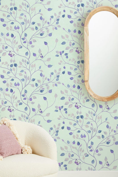 Hallway Decorative Wallpaper Mural Featuring a Fragrant Leaf Design
